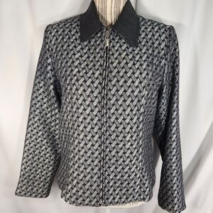 I.C. Collection Silver & Black Full Zip  Long Sleeve Jacket Size Small